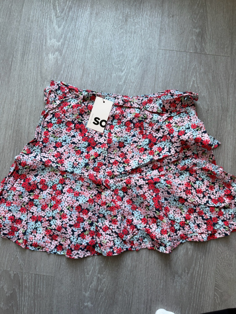 SO Floral Strap Blouse in Red, Pink & Aqua